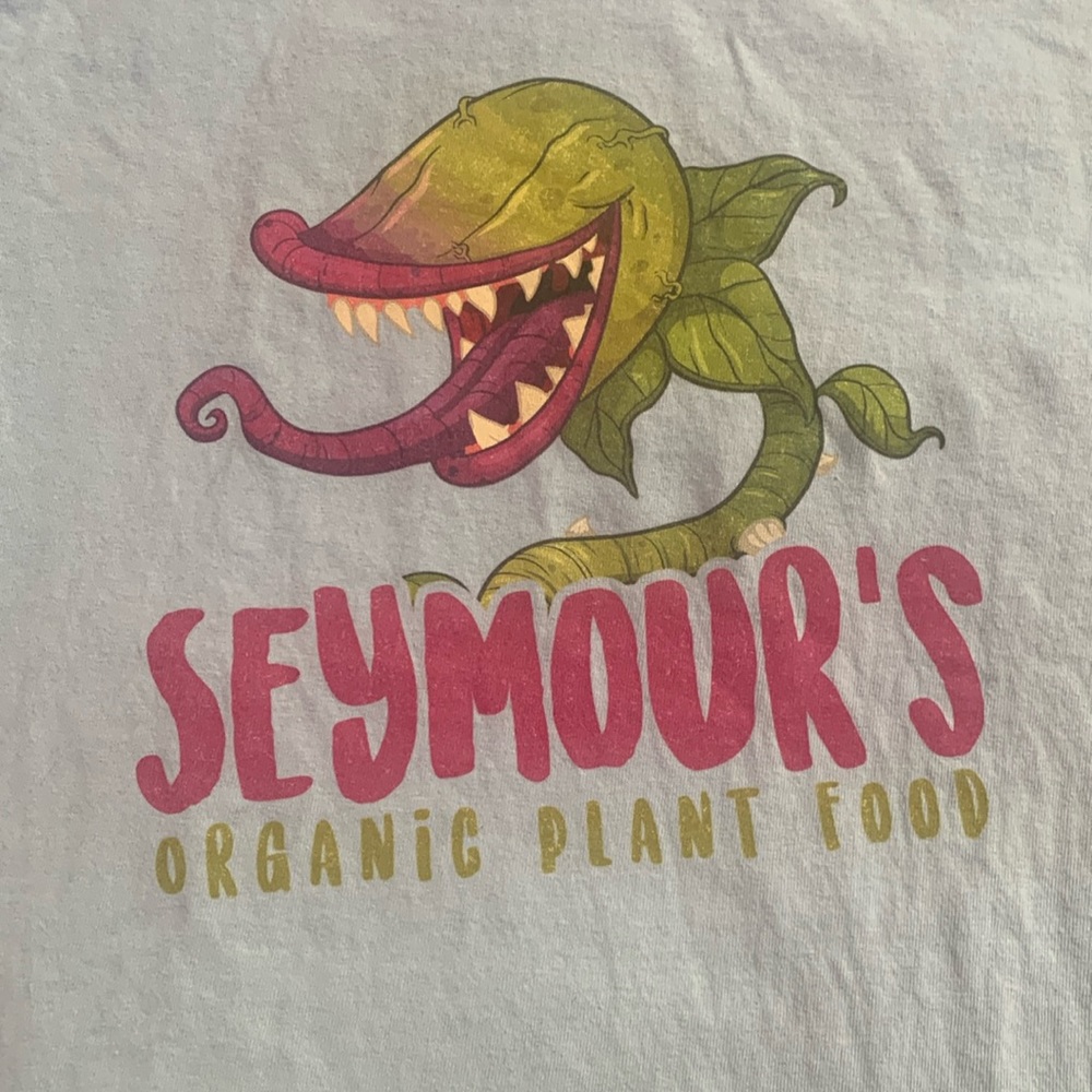Little Shop of Horrors Seymour’s Organic Plant Food light blue T-shirt